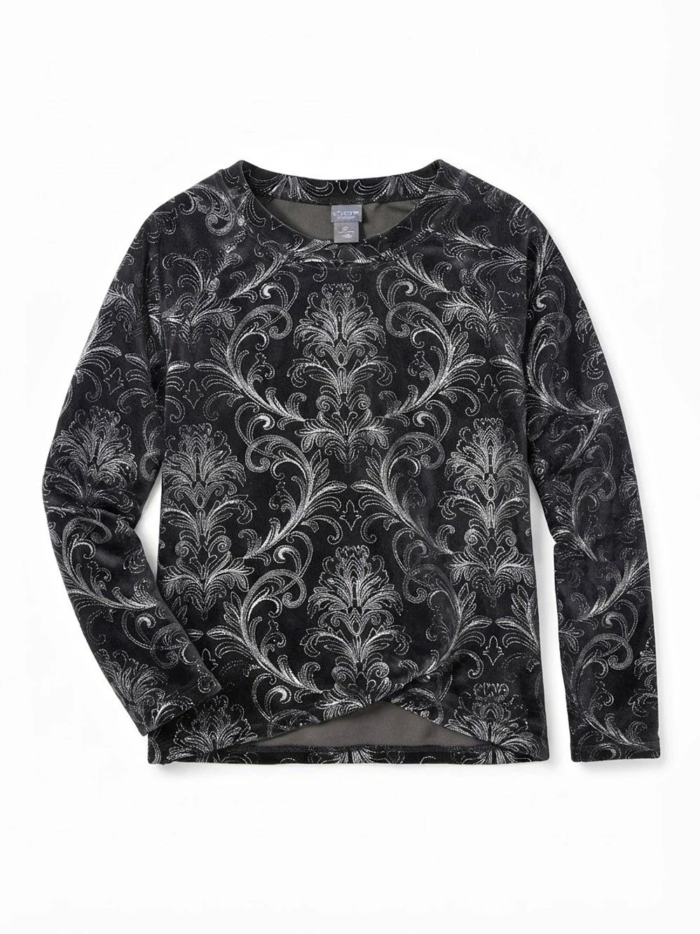 Chico's Zenergy Damask Pattern Long Sleeve Top Size 0P